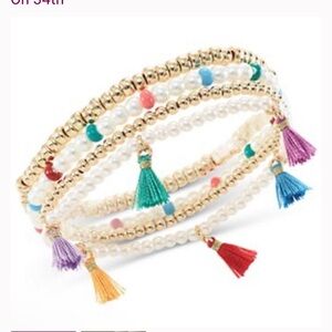 Beaded Gold-Tone Tassel Bracelet Set - Multicolor on 34th